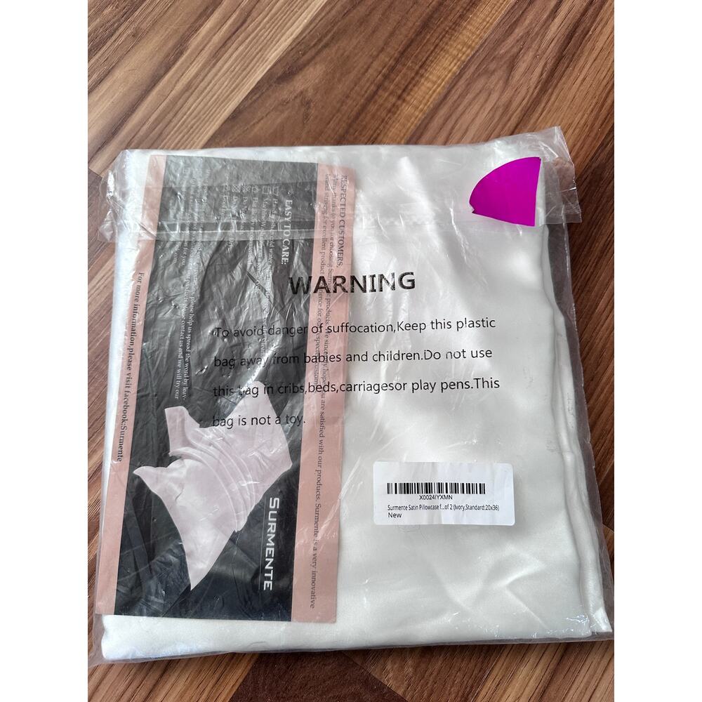 Surmente Satin Pillowcases Set of 2 Ivory 20x36 NEW